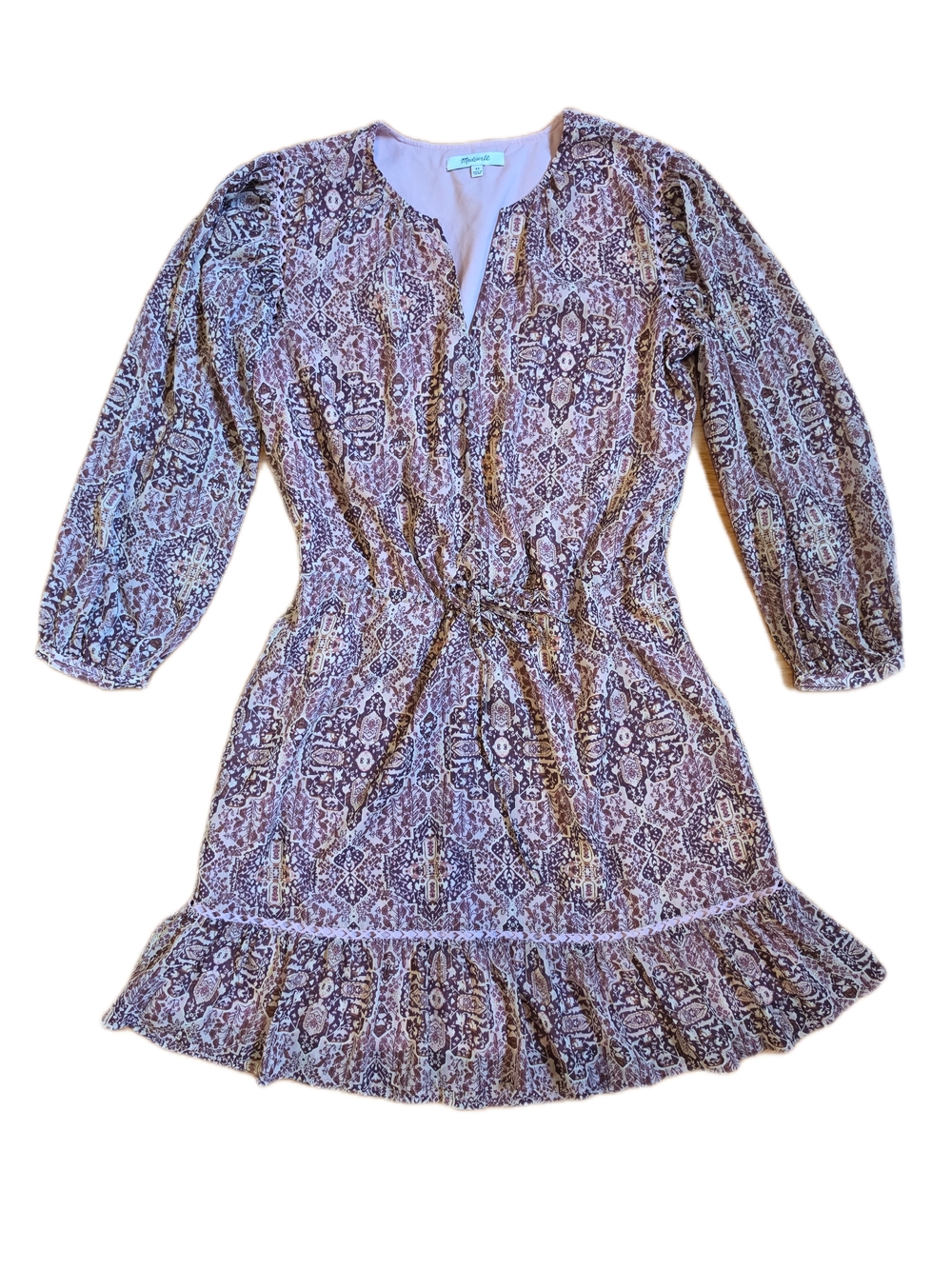 Madewell Challis Paisley Long Sleeve Pullover Dress Boho Cottagecore XS